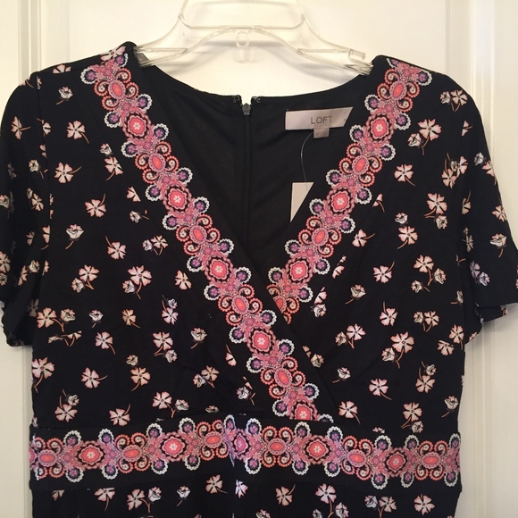 NWT Loft Floral Border Wrap Casual Dress 8P - Picture 3 of 7